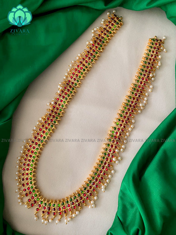 RED AND GREEN- JAYA  - HANDMADE LONG NECKWEAR- latest kemp dance jewellery collection