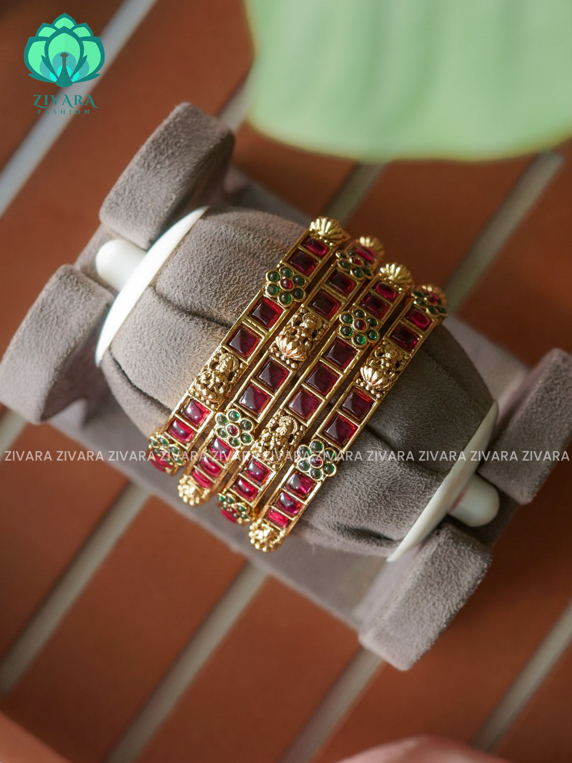 RUBY GREEN - 4 PIECE  -NORMAL MATTE  FINISH bangles- latest jewellery collection- Zivara Fashion