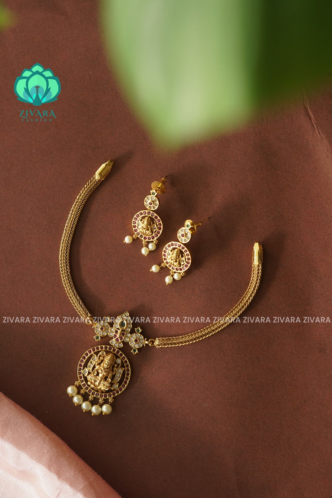 FLEXIBLE CHAIN TEMPLE  -Traditional south indian premium neckwear with earrings- Zivara Fashion- latest jewellery design
