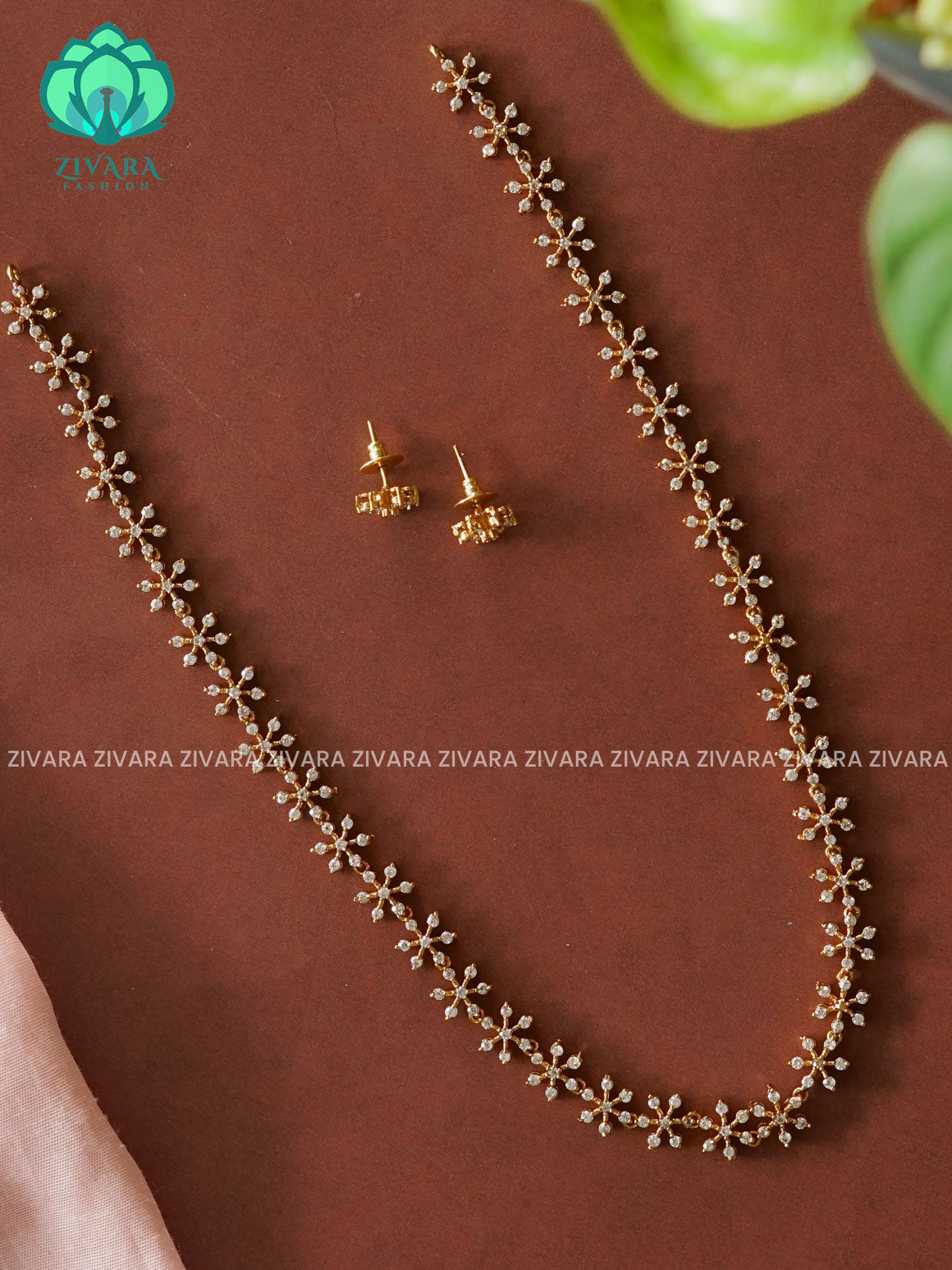 STAR ELEGANT  - Traditional PREMIUM MATTE polish MIDCHEST haaram/neckwear with earrings- Zivara Fashion