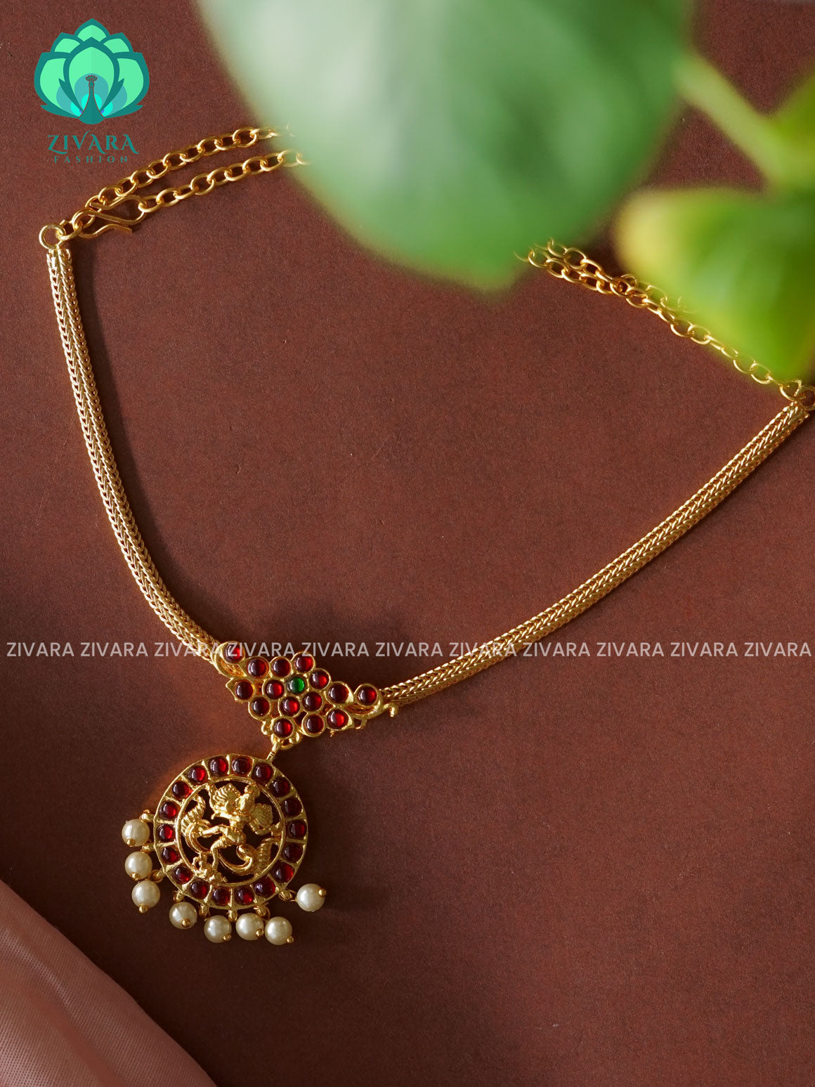 RED AND GREEN - INIYA - Simple kemp attigai neckwear - latest kemp dance jewellery collection
