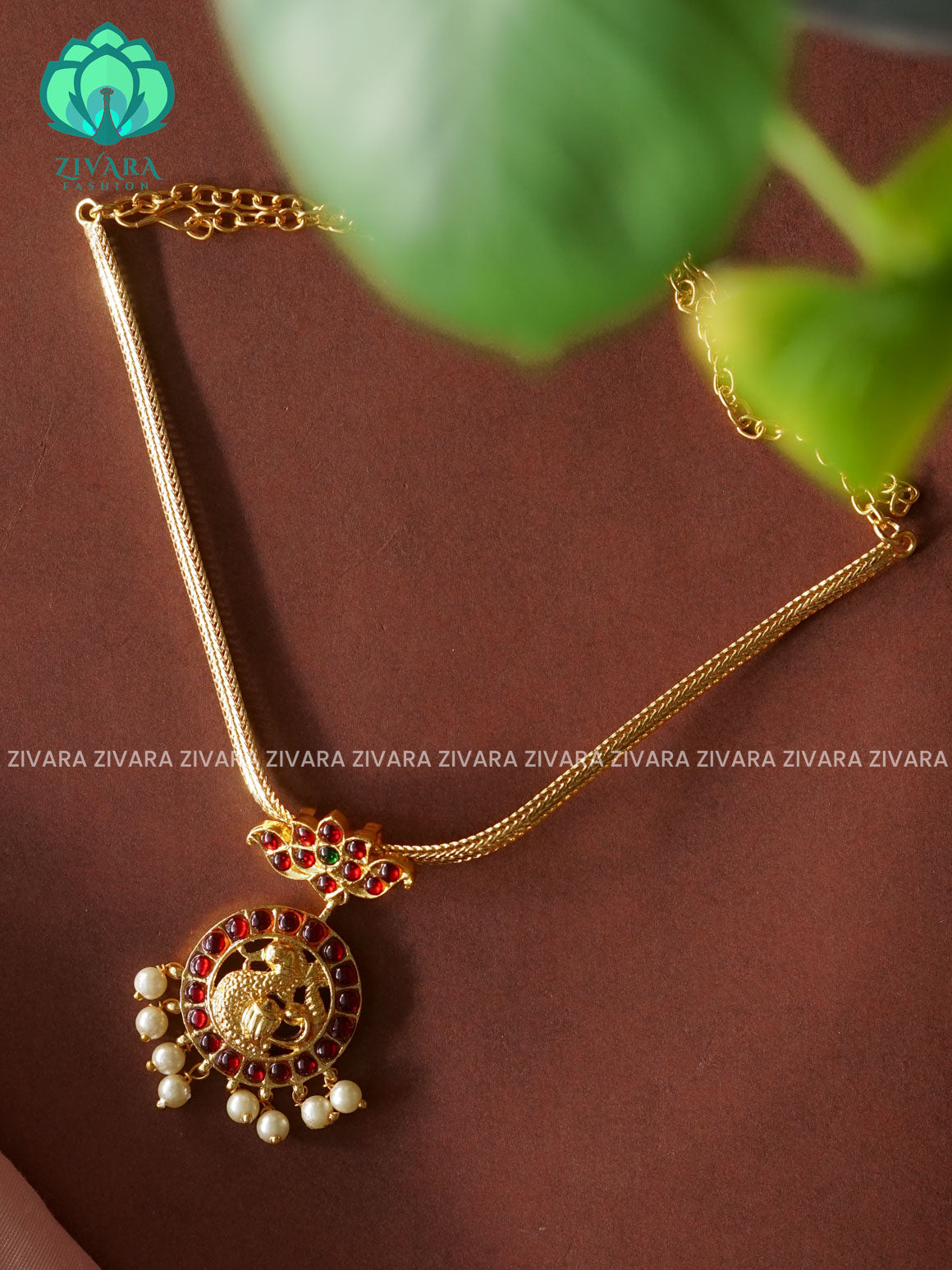 RED AND GREEN - INIYA - Simple kemp attigai neckwear - latest kemp dance jewellery collection