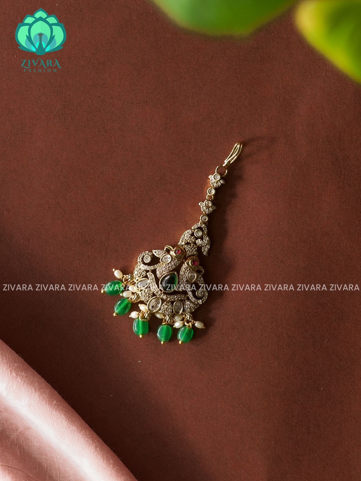 GREEN - Victoria dark polish - Bridal maang tikka, chutti- bridal head accessory- latest bridal collection - Zivara fashion