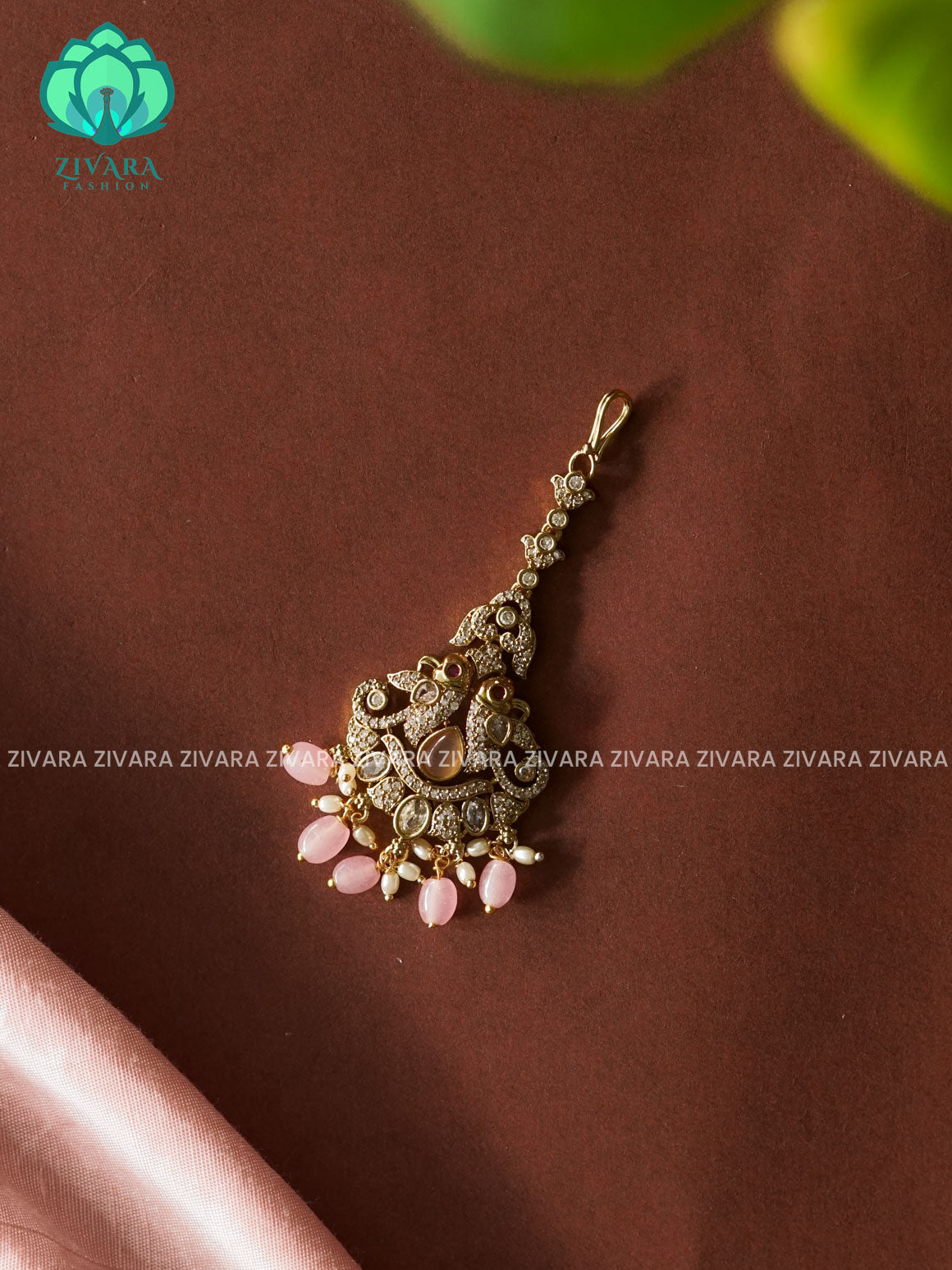PASTEL PINK - Victoria dark polish - Bridal maang tikka, chutti- bridal head accessory- latest bridal collection - Zivara fashion