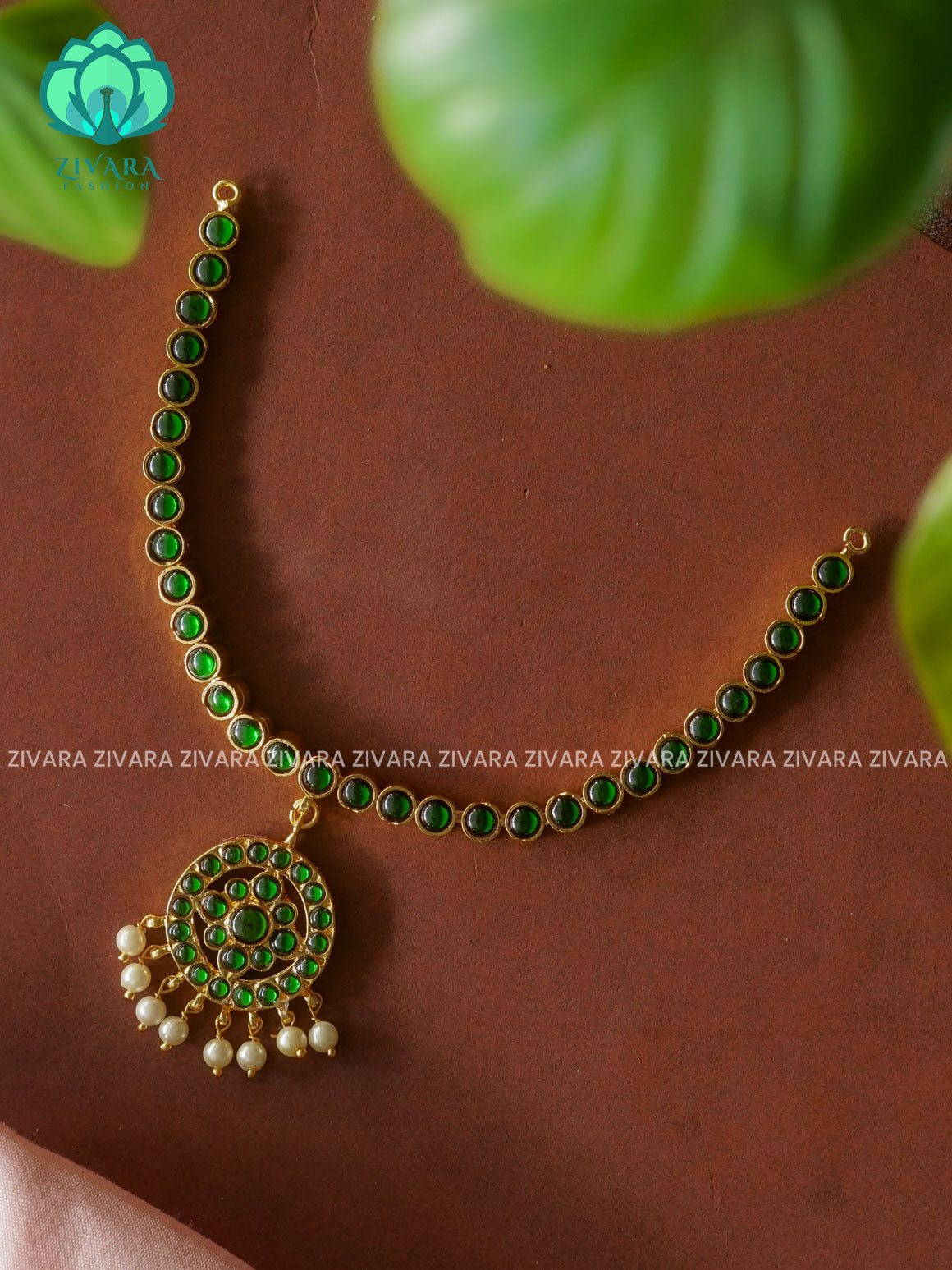 GREEN -  ARUDHRA - INIYA - Simple kemp attigai neckwear - latest kemp dance jewellery collection